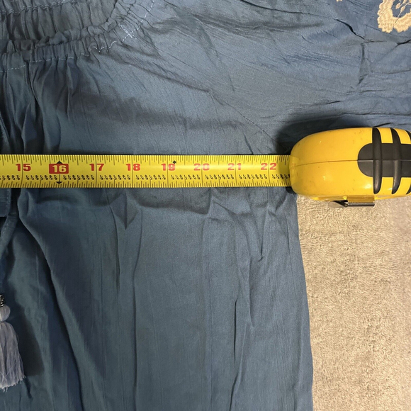 NWT Women’s Boho Embroidered Blue Blouse By Lola P Nwt - Picture 11 of 12